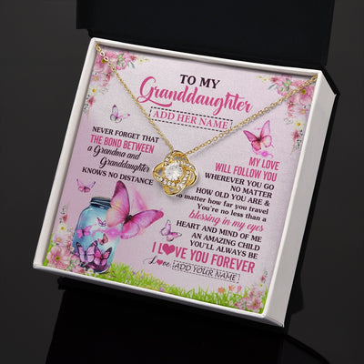 Love Knot Necklace 18K Yellow Gold Finish | 2 | Personalized To My Granddaughter Butterfly Necklace From Grandma The Bond Between Granddaughter Birthday Gifts Graduation Christmas Gift Box Message Card | https://siriusteestore.