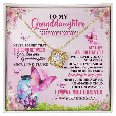 Love Knot Necklace 18K Yellow Gold Finish | 1 | Personalized To My Granddaughter Butterfly Necklace From Grandma The Bond Between Granddaughter Birthday Gifts Graduation Christmas Gift Box Message Card | https://siriusteestore.