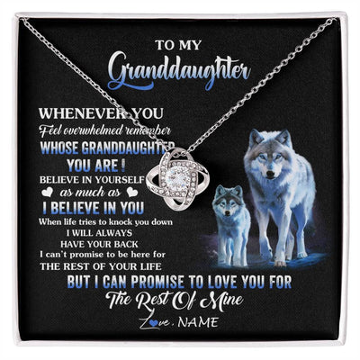 Love Knot Necklace 14K White Gold Finish | 1 | Personalized To My Granddaughter From Grandma Grandpa Necklace Whenever You Feel Wolf Granddaughter Birthday Gifts Christmas Customized Gift Box Message Card | siriusteestore
