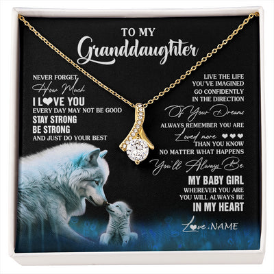 Alluring Beauty Necklace 18K Yellow Gold Finish | 1 | Personalized To My Granddaughter From Grandma Grandpa Necklace Wolf Never Forget How Much I Love You Birthday Gifts Christmas Customized Gift Box Message Card | siriusteestore