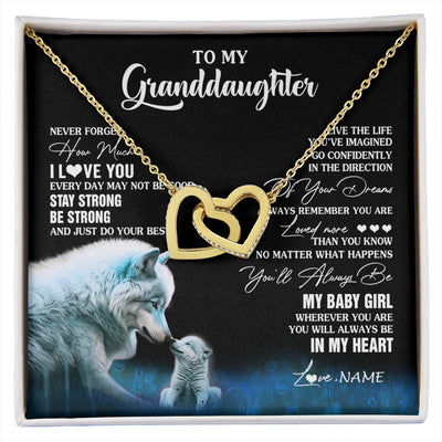 Interlocking Hearts Necklace 18K Yellow Gold Finish | 1 | Personalized To My Granddaughter From Grandma Grandpa Necklace Wolf Never Forget How Much I Love You Birthday Gifts Christmas Customized Gift Box Message Card | siriusteestore