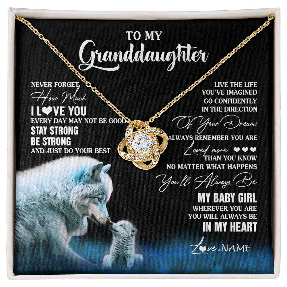 Love Knot Necklace 18K Yellow Gold Finish | 1 | Personalized To My Granddaughter From Grandma Grandpa Necklace Wolf Never Forget How Much I Love You Birthday Gifts Christmas Customized Gift Box Message Card | siriusteestore