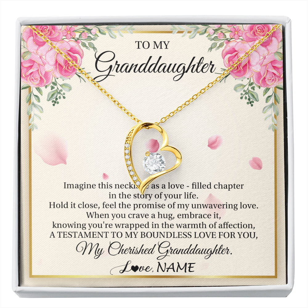 Forever Love Necklace 18K Yellow Gold Finish | 1 | Personalized To My Granddaughter From Grandma Imagine This Necklace As A Love Granddaughter Birthday Graduation Christmas Customized Gift Box Message Card | siriusteestore
