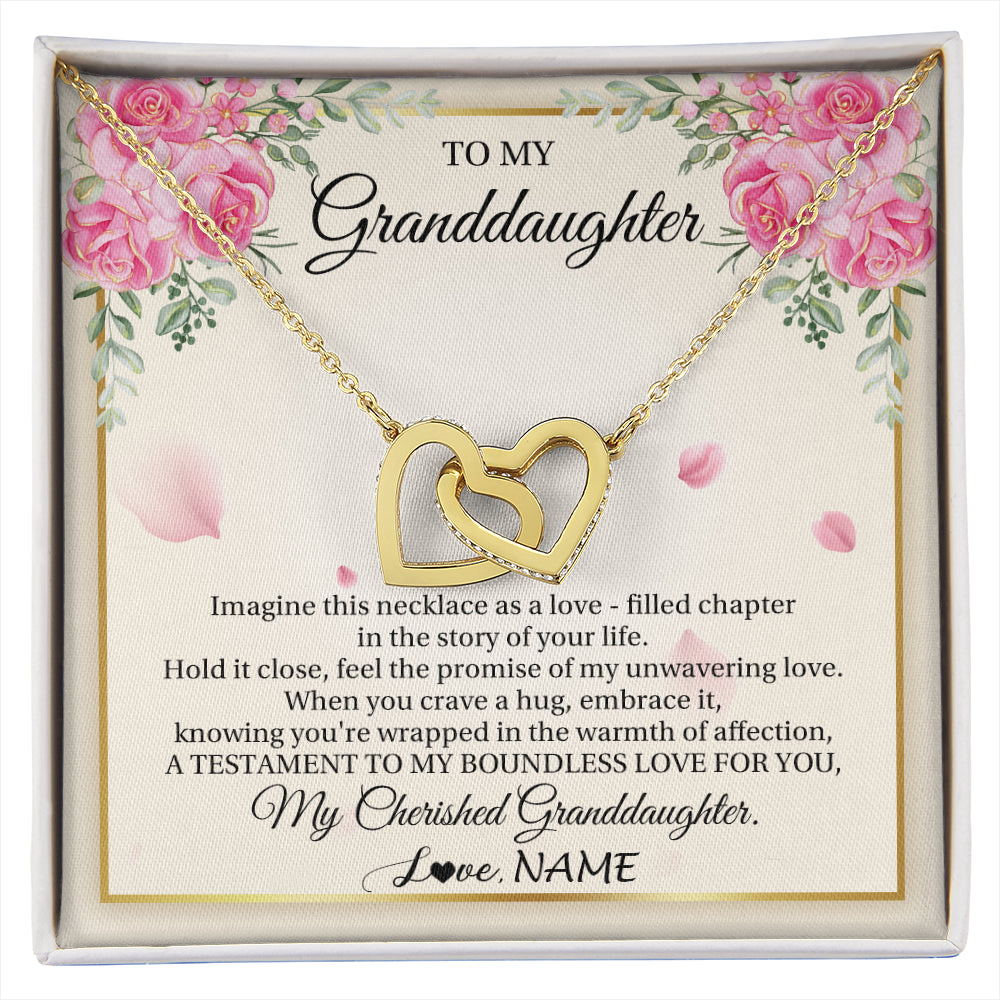 Interlocking Hearts Necklace 18K Yellow Gold Finish | 1 | Personalized To My Granddaughter From Grandma Imagine This Necklace As A Love Granddaughter Birthday Graduation Christmas Customized Gift Box Message Card | siriusteestore