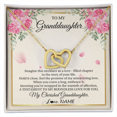 Interlocking Hearts Necklace 18K Yellow Gold Finish | 1 | Personalized To My Granddaughter From Grandma Imagine This Necklace As A Love Granddaughter Birthday Graduation Christmas Customized Gift Box Message Card | siriusteestore