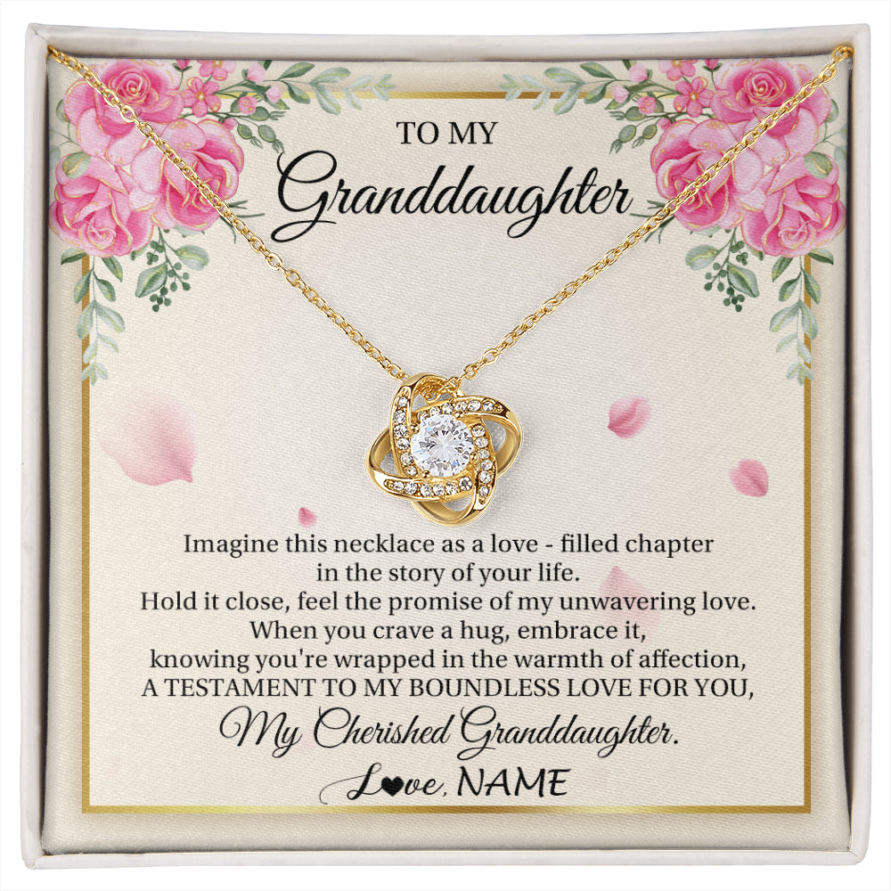 Love Knot Necklace 18K Yellow Gold Finish | 1 | Personalized To My Granddaughter From Grandma Imagine This Necklace As A Love Granddaughter Birthday Graduation Christmas Customized Gift Box Message Card | siriusteestore