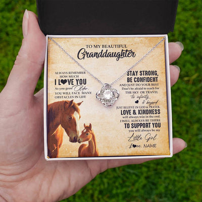 Love Knot Necklace 14K White Gold Finish | 2 | Personalized To My Granddaughter From Grandma Necklace Always Remember I Love You Horse Granddaughter Birthday Christmas Customized Gift Box Message Card | siriusteestore