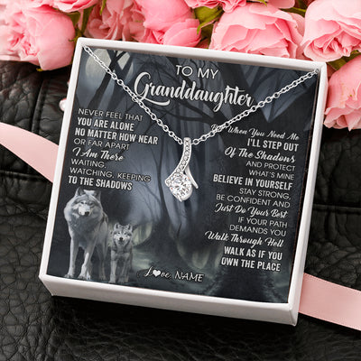 Alluring Beauty Necklace 14K White Gold Finish | 2 | Personalized To My Granddaughter From Grandma Necklace Never Feel That You Are Alone Wolf Birthday Gifts Jewelry Christmas Customized Gift Box Message Card | siriusteestore