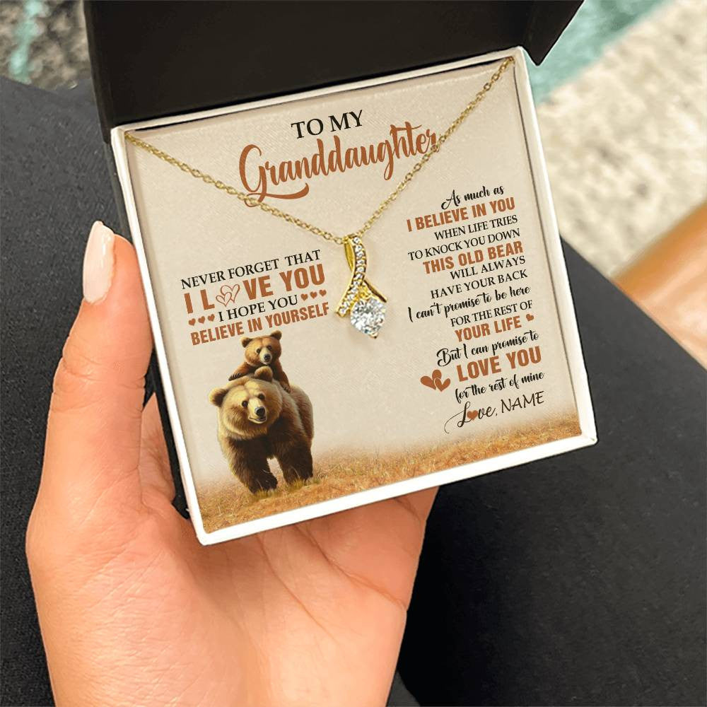 Alluring Beauty Necklace 18K Yellow Gold Finish | 2 | Personalized To My Granddaughter From Grandma Necklace This Old Bear Love You Granddaughter Birthday Graduation Christmas Customized Gift Box Message Card | siriusteestore