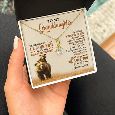 Alluring Beauty Necklace 18K Yellow Gold Finish | 2 | Personalized To My Granddaughter From Grandma Necklace This Old Bear Love You Granddaughter Birthday Graduation Christmas Customized Gift Box Message Card | siriusteestore