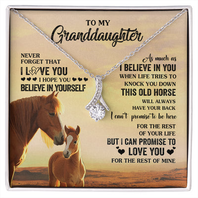 Alluring Beauty Necklace 14K White Gold Finish | 1 | Personalized To My Granddaughter From Grandma Necklace This Old Horse Love You Granddaughter Birthday Gifts Jewelry Christmas Customized Gift Box Message Card | siriusteestore