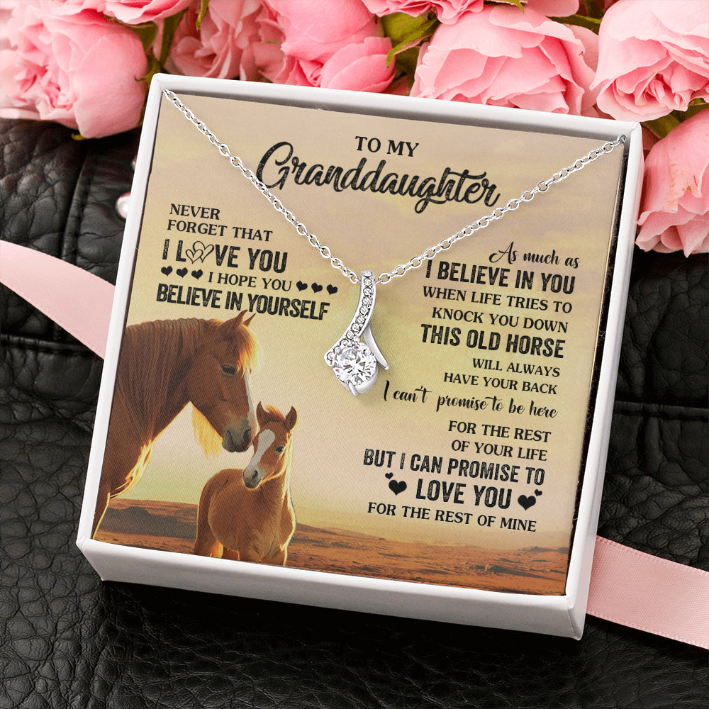 Alluring Beauty Necklace 14K White Gold Finish | 2 | Personalized To My Granddaughter From Grandma Necklace This Old Horse Love You Granddaughter Birthday Gifts Jewelry Christmas Customized Gift Box Message Card | siriusteestore