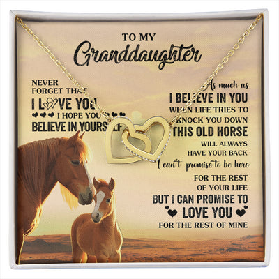 Interlocking Hearts Necklace 18K Yellow Gold Finish | 1 | Personalized To My Granddaughter From Grandma Necklace This Old Horse Love You Granddaughter Birthday Gifts Jewelry Christmas Customized Gift Box Message Card | siriusteestore