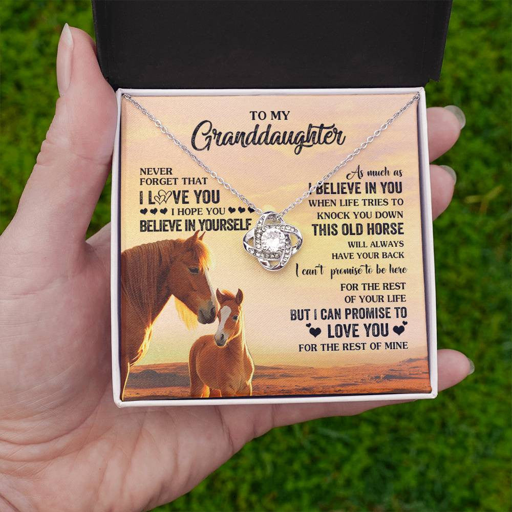 Love Knot Necklace 14K White Gold Finish | 2 | Personalized To My Granddaughter From Grandma Necklace This Old Horse Love You Granddaughter Birthday Gifts Jewelry Christmas Customized Gift Box Message Card | siriusteestore