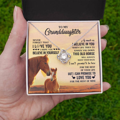 Love Knot Necklace 14K White Gold Finish | 2 | Personalized To My Granddaughter From Grandma Necklace This Old Horse Love You Granddaughter Birthday Gifts Jewelry Christmas Customized Gift Box Message Card | siriusteestore