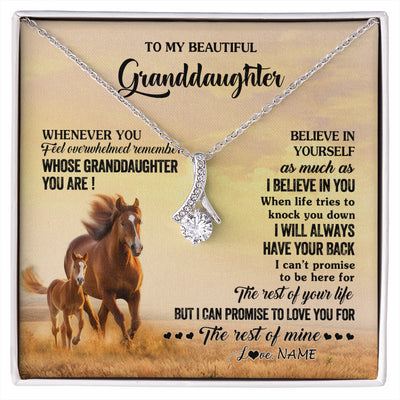 Alluring Beauty Necklace 14K White Gold Finish | 1 | Personalized To My Granddaughter From Grandma Necklace Whenever You Feel Horse Granddaughter Birthday Gifts Jewelry Christmas Customized Gift Box Message Card | siriusteestore