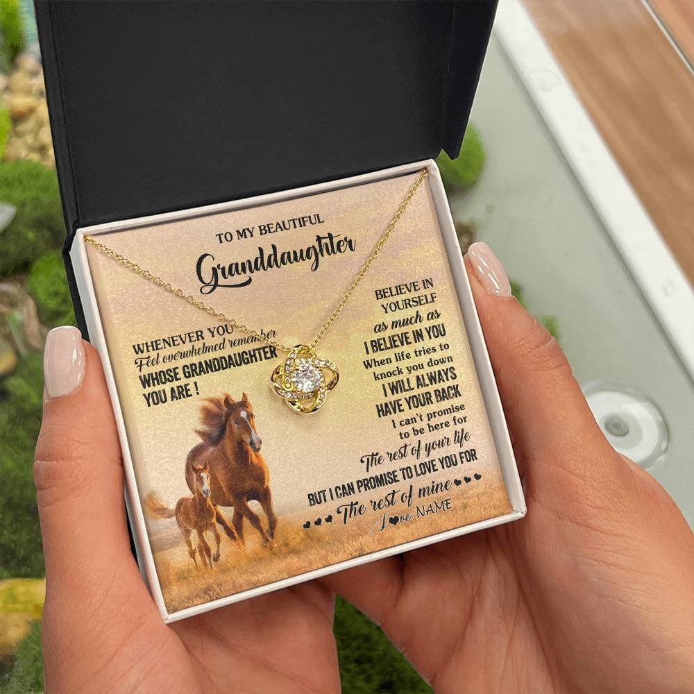 Love Knot Necklace 18K Yellow Gold Finish | 2 | Personalized To My Granddaughter From Grandma Necklace Whenever You Feel Horse Granddaughter Birthday Gifts Jewelry Christmas Customized Gift Box Message Card | siriusteestore