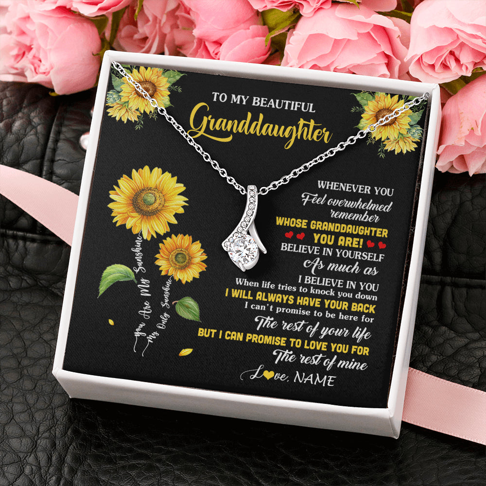Alluring Beauty Necklace 14K White Gold Finish | 2 | Personalized To My Granddaughter From Grandma Necklace Whenever You Feel Sunflower Granddaughter Birthday Graduation Christmas Customized Gift Box Message Card | siriusteestore