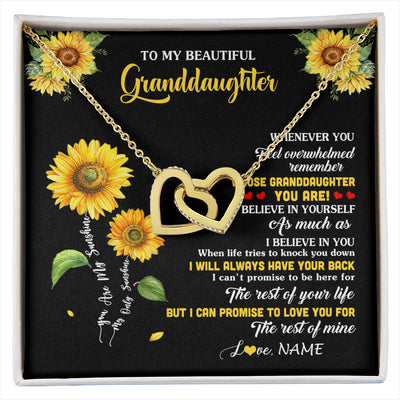 Interlocking Hearts Necklace 18K Yellow Gold Finish | 1 | Personalized To My Granddaughter From Grandma Necklace Whenever You Feel Sunflower Granddaughter Birthday Graduation Christmas Customized Gift Box Message Card | siriusteestore