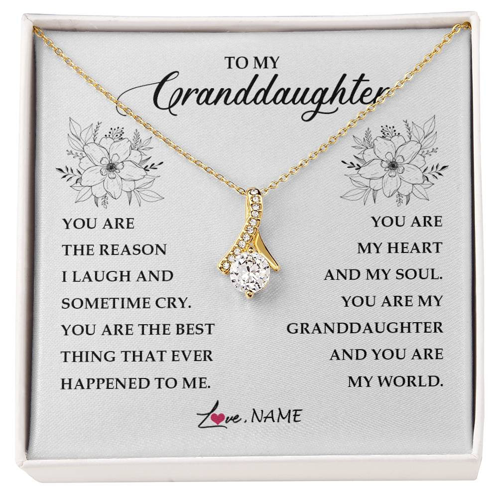 Alluring Beauty Necklace 18K Yellow Gold Finish | Personalized To My Granddaughter From Grandma You Are My Heart My And My Sould Granddaughter Jewelry Birthday Christmas Customized Gift Box Message Card | siriusteestore