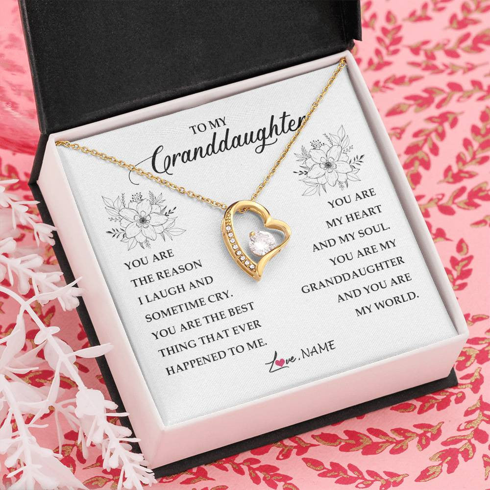 Forever Love Necklace 18K Yellow Gold Finish | Personalized To My Granddaughter From Grandma You Are My Heart My And My Sould Granddaughter Jewelry Birthday Christmas Customized Gift Box Message Card | siriusteestore