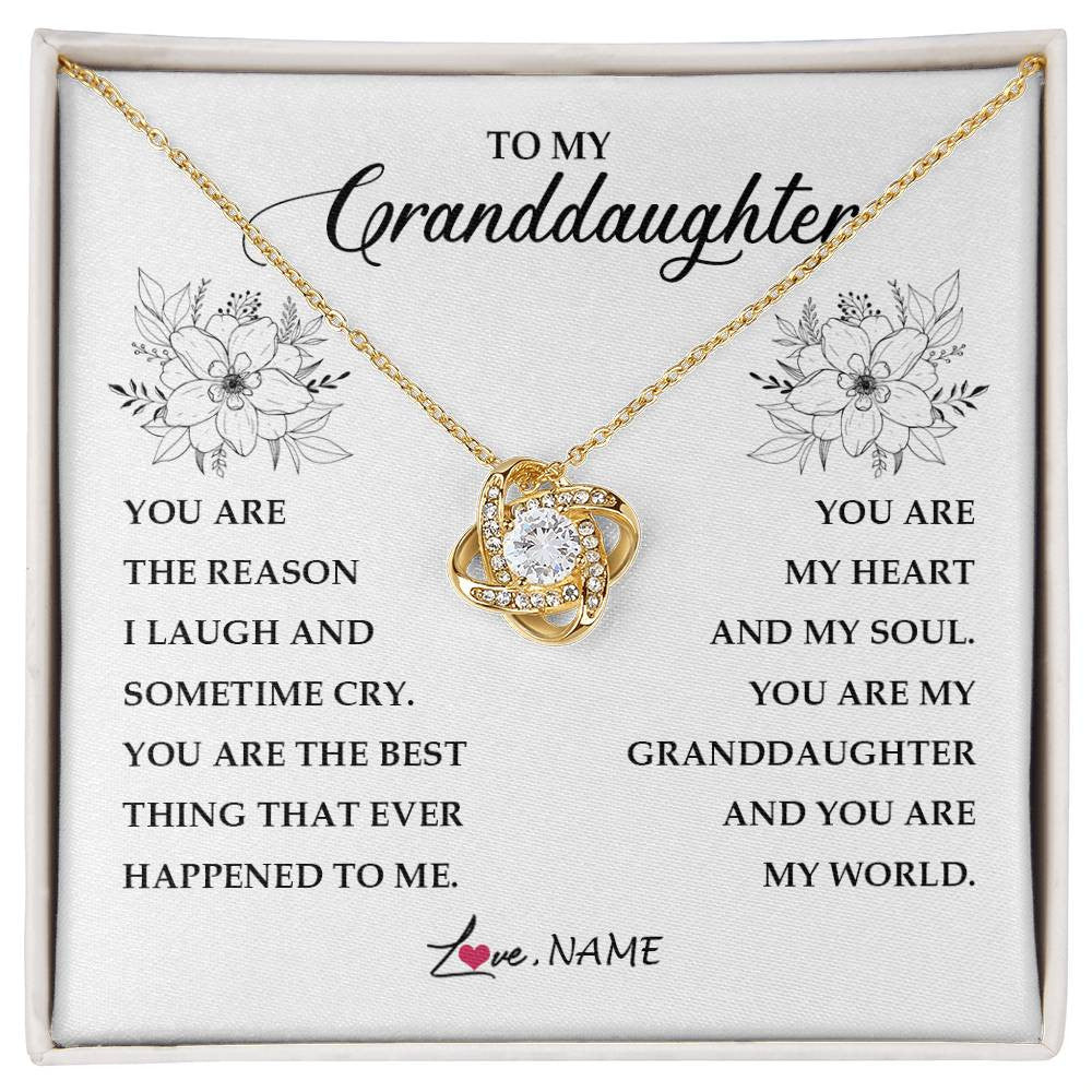 Love Knot Necklace 18K Yellow Gold Finish | Personalized To My Granddaughter From Grandma You Are My Heart My And My Sould Granddaughter Jewelry Birthday Christmas Customized Gift Box Message Card | siriusteestore
