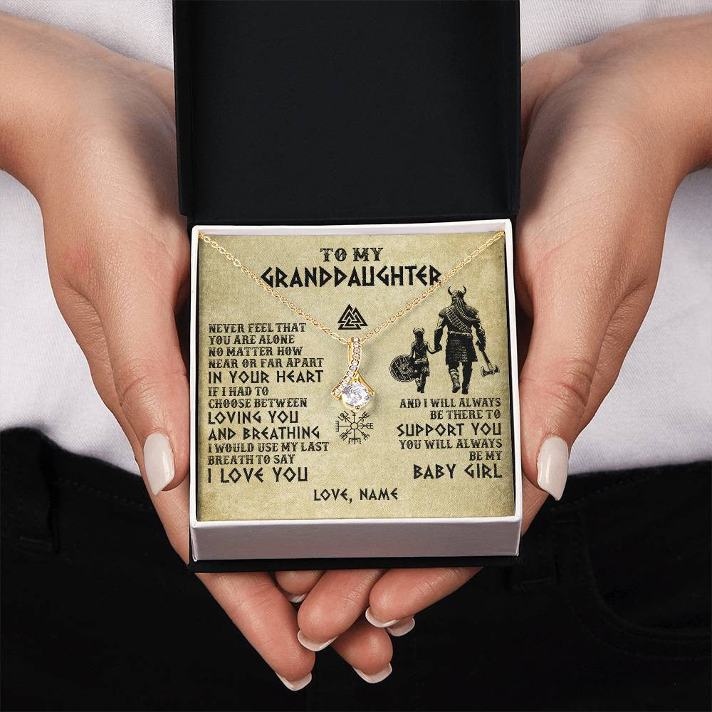 Alluring Beauty Necklace 18K Yellow Gold Finish | 2 | Personalized To My Granddaughter From Grandpa Necklace Viking Never Feel That You Are Alone Viking Birthday Gifts Christmas Customized Gift Box Message Card | siriusteestore