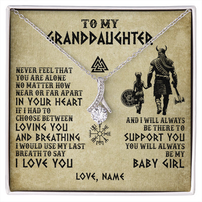 Alluring Beauty Necklace 14K White Gold Finish | 1 | Personalized To My Granddaughter From Grandpa Necklace Viking Never Feel That You Are Alone Viking Birthday Gifts Christmas Customized Gift Box Message Card | siriusteestore