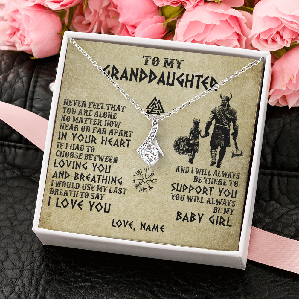 Alluring Beauty Necklace 14K White Gold Finish | 2 | Personalized To My Granddaughter From Grandpa Necklace Viking Never Feel That You Are Alone Viking Birthday Gifts Christmas Customized Gift Box Message Card | siriusteestore