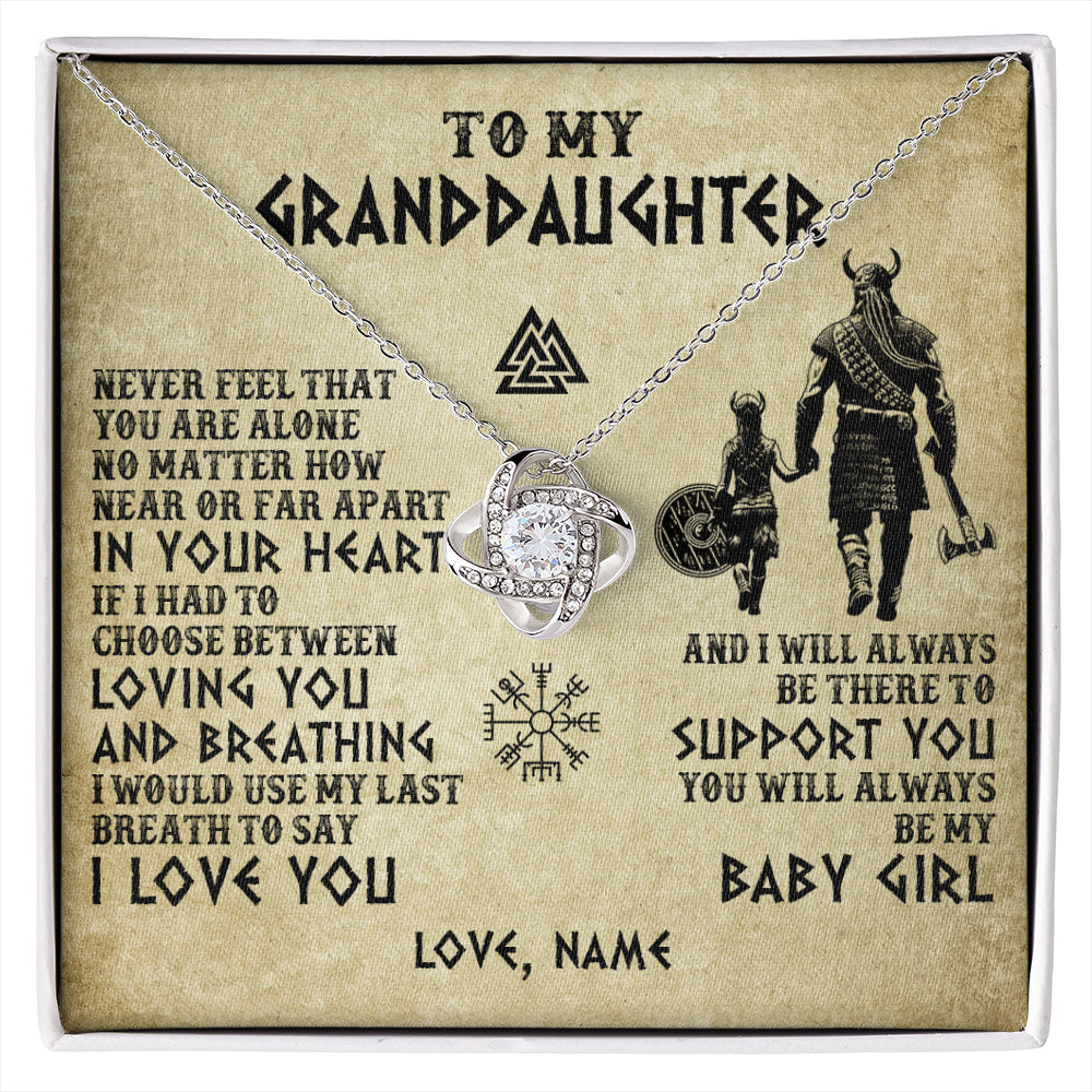 Love Knot Necklace 14K White Gold Finish | 1 | Personalized To My Granddaughter From Grandpa Necklace Viking Never Feel That You Are Alone Viking Birthday Gifts Christmas Customized Gift Box Message Card | siriusteestore