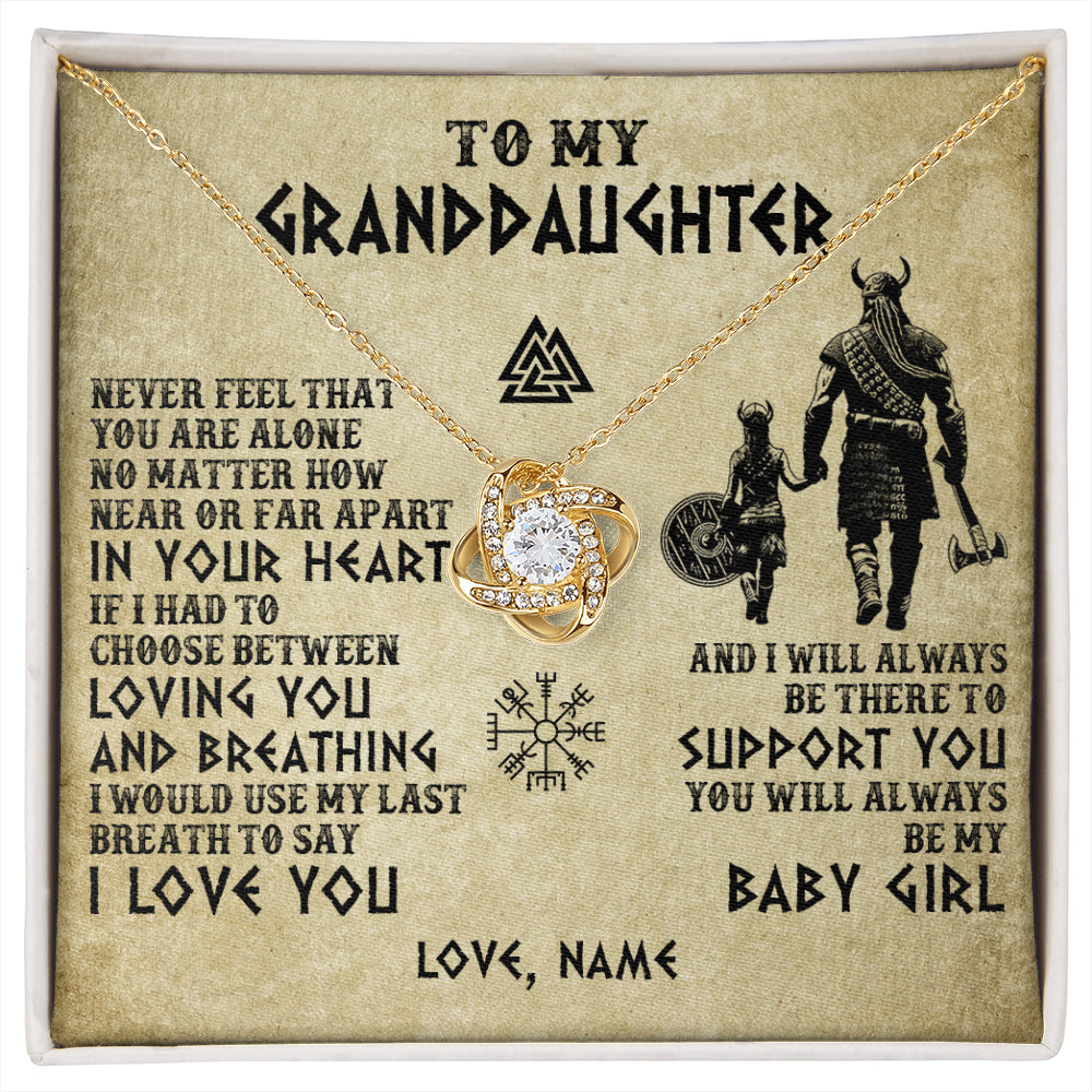 Love Knot Necklace 18K Yellow Gold Finish | 1 | Personalized To My Granddaughter From Grandpa Necklace Viking Never Feel That You Are Alone Viking Birthday Gifts Christmas Customized Gift Box Message Card | siriusteestore