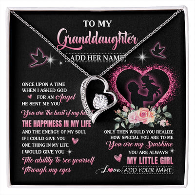 Forever Love Necklace 14K White Gold Finish | 1 | Personalized To My Granddaughter From Grandpa Papa Necklace Once Upon A Time Birthday Graduation Gifts For Granddaughter Gifts Christmas Gift Box Message Card | siriusteestore.myshopify