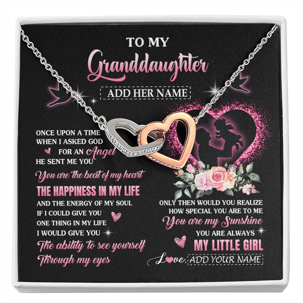 Interlocking Hearts Necklace Stainless Steel & Rose Gold Finish | 1 | Personalized To My Granddaughter From Grandpa Papa Necklace Once Upon A Time Birthday Graduation Gifts For Granddaughter Gifts Christmas Gift Box Message Card | siriusteestore.myshopify