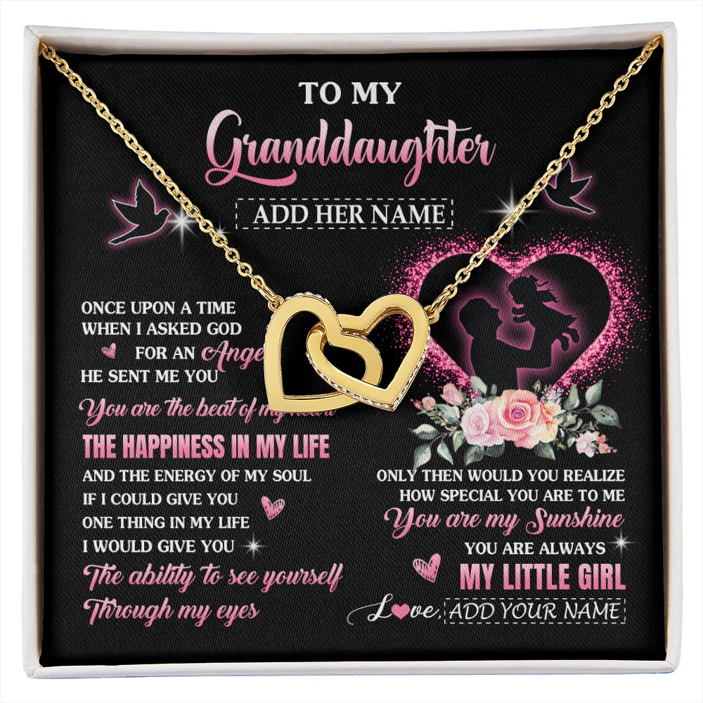 Interlocking Hearts Necklace 18K Yellow Gold Finish | 1 | Personalized To My Granddaughter From Grandpa Papa Necklace Once Upon A Time Birthday Graduation Gifts For Granddaughter Gifts Christmas Gift Box Message Card | siriusteestore.myshopify