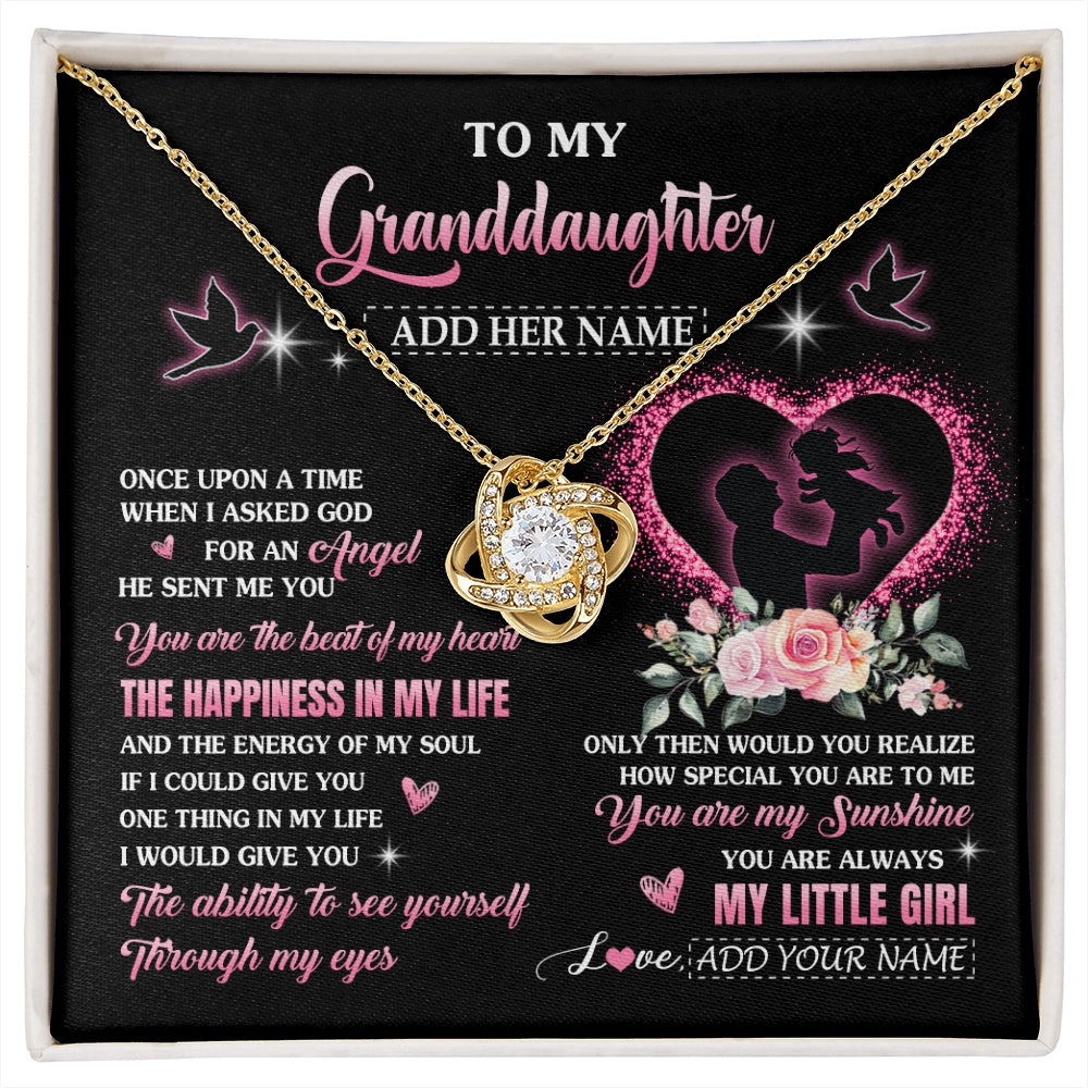 Love Knot Necklace 18K Yellow Gold Finish | 1 | Personalized To My Granddaughter From Grandpa Papa Necklace Once Upon A Time Birthday Graduation Gifts For Granddaughter Gifts Christmas Gift Box Message Card | siriusteestore.myshopify