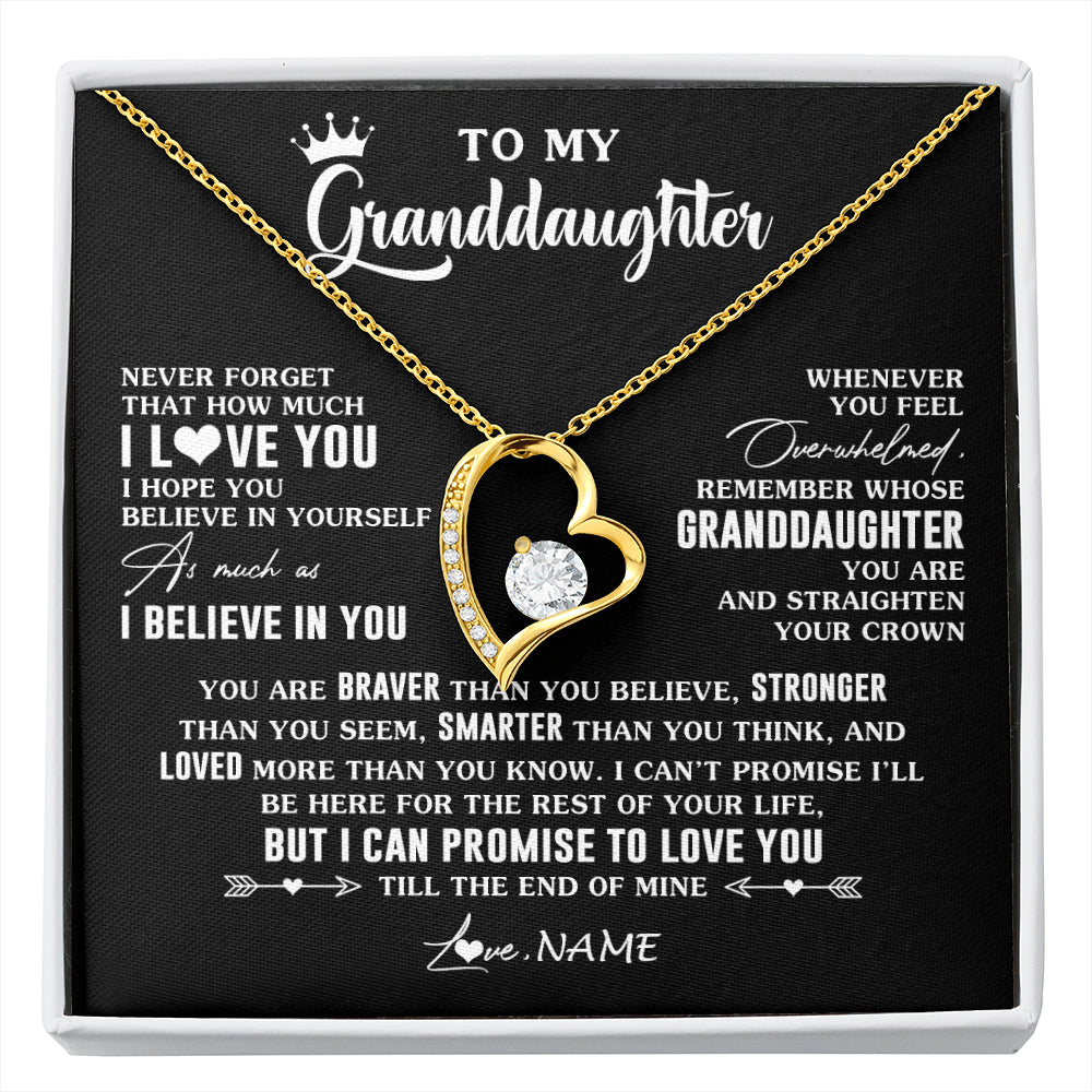 Forever Love Necklace 18K Yellow Gold Finish | 1 | Personalized To My Granddaughter Gifs From Grandma Necklace How Much I Love You Granddaughter Birthday Graduation Christmas Customized Gift Box Message Card | siriusteestore