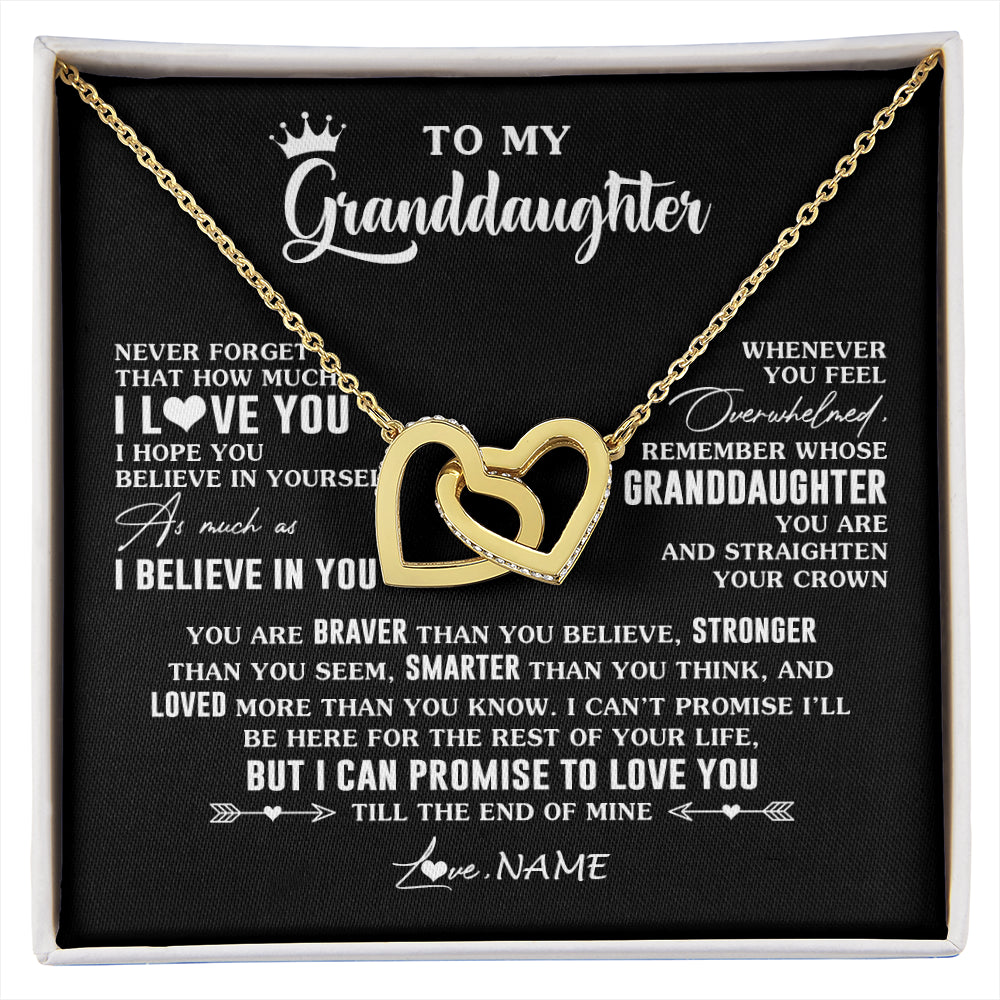 Interlocking Hearts Necklace 18K Yellow Gold Finish | 1 | Personalized To My Granddaughter Gifs From Grandma Necklace How Much I Love You Granddaughter Birthday Graduation Christmas Customized Gift Box Message Card | siriusteestore