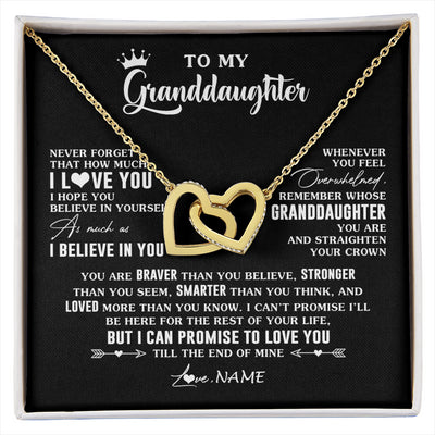 Interlocking Hearts Necklace 18K Yellow Gold Finish | 1 | Personalized To My Granddaughter Gifs From Grandma Necklace How Much I Love You Granddaughter Birthday Graduation Christmas Customized Gift Box Message Card | siriusteestore