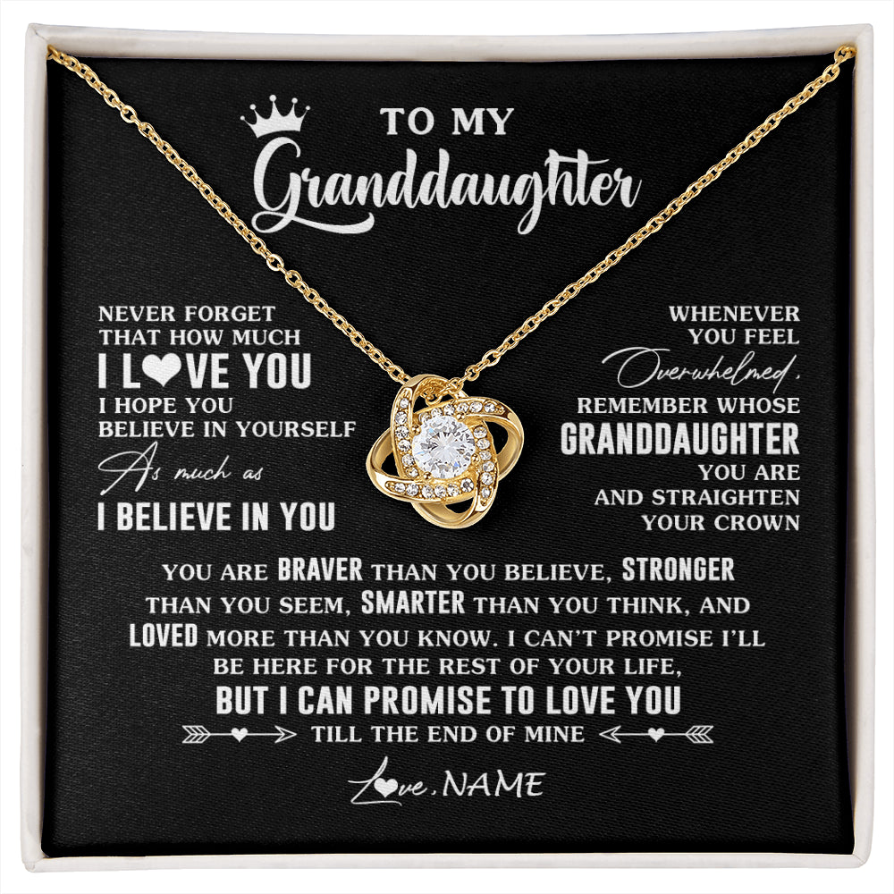 Love Knot Necklace 18K Yellow Gold Finish | 1 | Personalized To My Granddaughter Gifs From Grandma Necklace How Much I Love You Granddaughter Birthday Graduation Christmas Customized Gift Box Message Card | siriusteestore