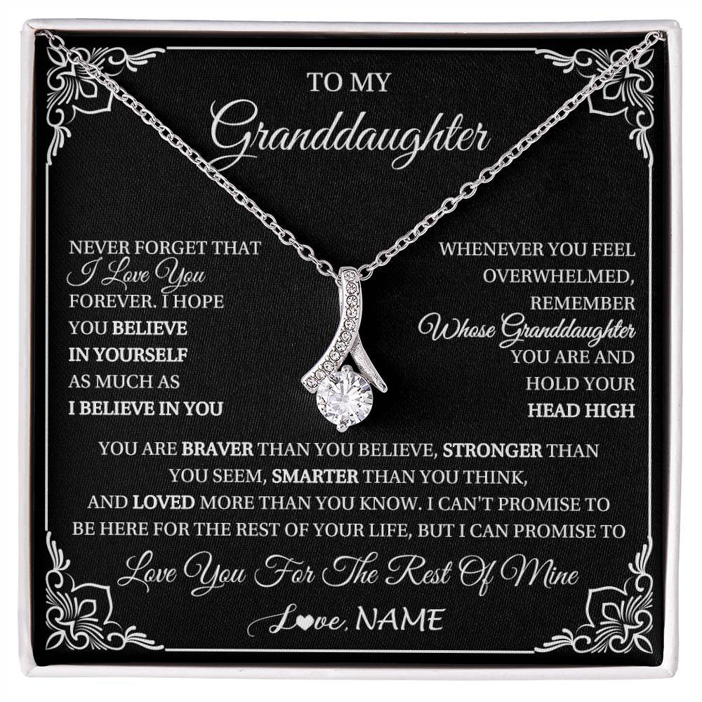Alluring Beauty Necklace 14K White Gold Finish | 1 | Personalized To My Granddaughter Gift From Grandma Necklace I Love You Believe In You Granddaughter Birthday Gifts Christmas Customized Gift Box Message Card | siriusteestore