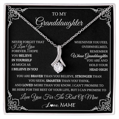 Alluring Beauty Necklace 14K White Gold Finish | 1 | Personalized To My Granddaughter Gift From Grandma Necklace I Love You Believe In You Granddaughter Birthday Gifts Christmas Customized Gift Box Message Card | siriusteestore