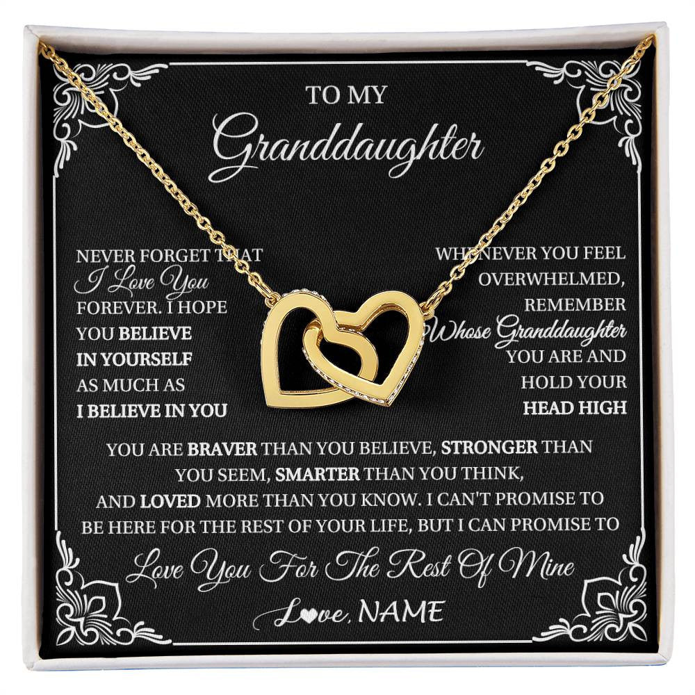 Interlocking Hearts Necklace 18K Yellow Gold Finish | 1 | Personalized To My Granddaughter Gift From Grandma Necklace I Love You Believe In You Granddaughter Birthday Gifts Christmas Customized Gift Box Message Card | siriusteestore