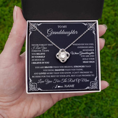 Love Knot Necklace 14K White Gold Finish | 2 | Personalized To My Granddaughter Gift From Grandma Necklace I Love You Believe In You Granddaughter Birthday Gifts Christmas Customized Gift Box Message Card | siriusteestore