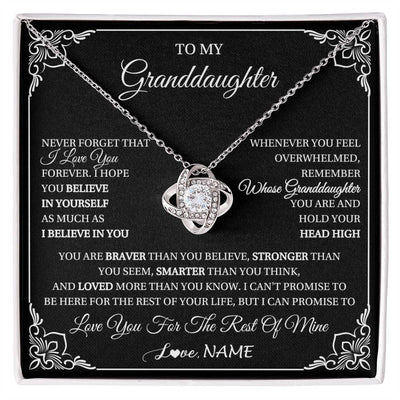 Love Knot Necklace 14K White Gold Finish | 1 | Personalized To My Granddaughter Gift From Grandma Necklace I Love You Believe In You Granddaughter Birthday Gifts Christmas Customized Gift Box Message Card | siriusteestore