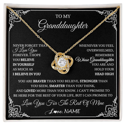 Love Knot Necklace 18K Yellow Gold Finish | 1 | Personalized To My Granddaughter Gift From Grandma Necklace I Love You Believe In You Granddaughter Birthday Gifts Christmas Customized Gift Box Message Card | siriusteestore