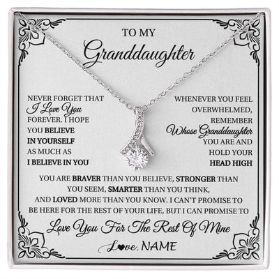Alluring Beauty Necklace 14K White Gold Finish | 1 | Personalized To My Granddaughter Gift Necklace From Grandma Necklace I Love You Believe In You Granddaughter Birthday Gifts Christmas Customized Gift Box Message Card | siriusteestore