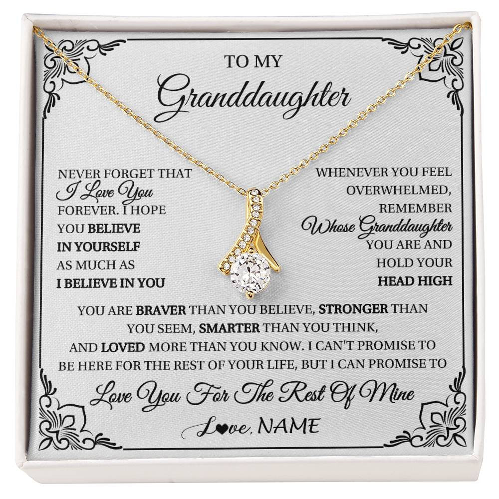 Alluring Beauty Necklace 18K Yellow Gold Finish | 1 | Personalized To My Granddaughter Gift Necklace From Grandma Necklace I Love You Believe In You Granddaughter Birthday Gifts Christmas Customized Gift Box Message Card | siriusteestore