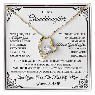 Forever Love Necklace 18K Yellow Gold Finish | 1 | Personalized To My Granddaughter Gift Necklace From Grandma Necklace I Love You Believe In You Granddaughter Birthday Gifts Christmas Customized Gift Box Message Card | siriusteestore