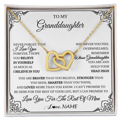 Interlocking Hearts Necklace 18K Yellow Gold Finish | 1 | Personalized To My Granddaughter Gift Necklace From Grandma Necklace I Love You Believe In You Granddaughter Birthday Gifts Christmas Customized Gift Box Message Card | siriusteestore
