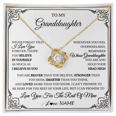 Love Knot Necklace 18K Yellow Gold Finish | 1 | Personalized To My Granddaughter Gift Necklace From Grandma Necklace I Love You Believe In You Granddaughter Birthday Gifts Christmas Customized Gift Box Message Card | siriusteestore
